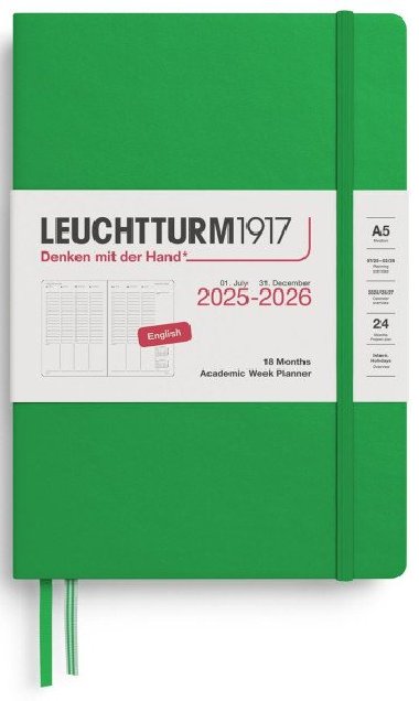 Academic Week Planner 2026 Medium (A5) 18 Months Spring Leaf - neuveden