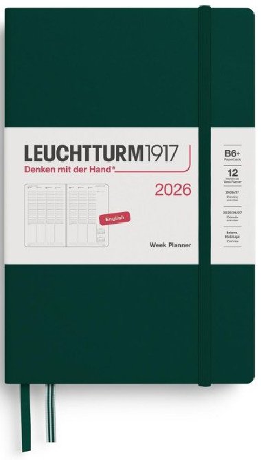 Week Planner 2026 Paperback (B6+) Forest Green - neuveden