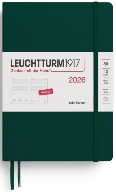 Daily Planner 2026 Medium (A5) Forest Green - neuveden