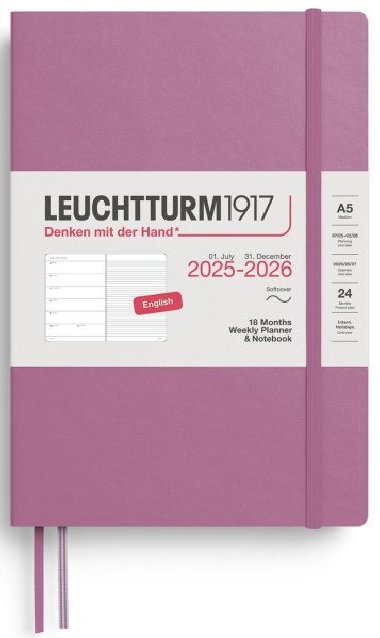 Weekly Planner & Notebook 2026 Medium (A5) 18 Months Dusty Rose - neuveden