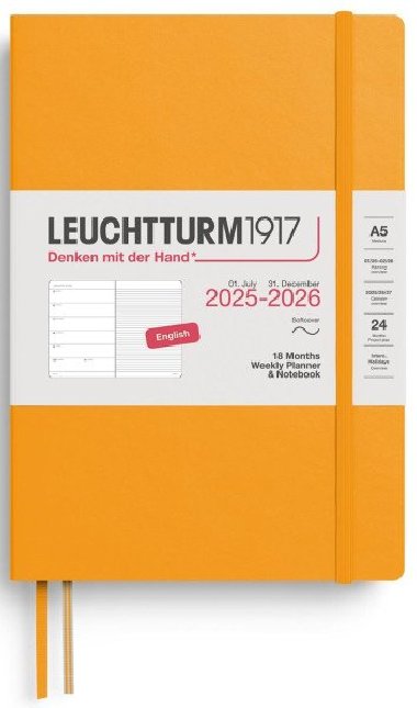 Weekly Planner & Notebook 2026 Medium (A5) 18 Months Rising Sun - neuveden