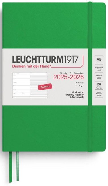 Weekly Planner & Notebook 2026 Medium (A5) 18 Months Spring Leaf - neuveden