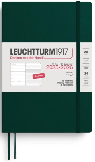 Weekly Planner & Notebook 2026 Medium (A5) 18 Months Forest Green - neuveden