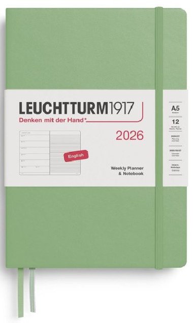 Weekly Planner & Notebook 2026 Medium (A5) Sage - neuveden