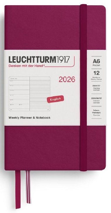 Weekly Planner & Notebook 2026 Pocket (A6) Port Red - neuveden