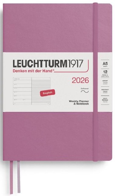 Weekly Planner & Notebook 2026 Medium (A5) Dusty Rose - neuveden