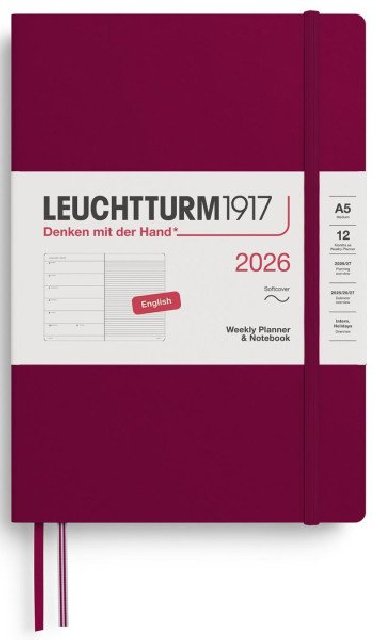 Weekly Planner & Notebook 2026 Medium (A5) Port Red - neuveden