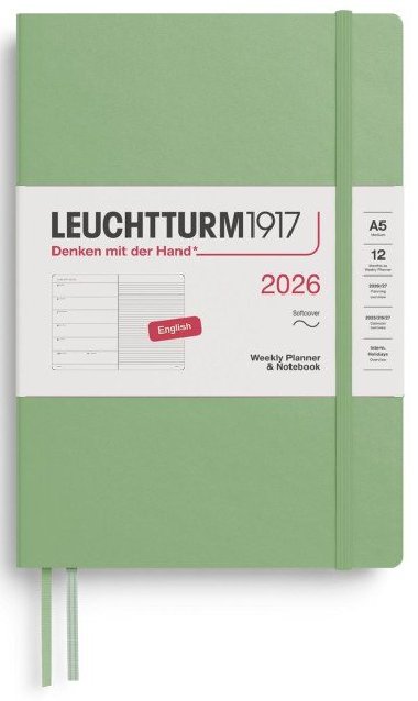 Weekly Planner & Notebook 2026 Medium (A5) Sage - neuveden