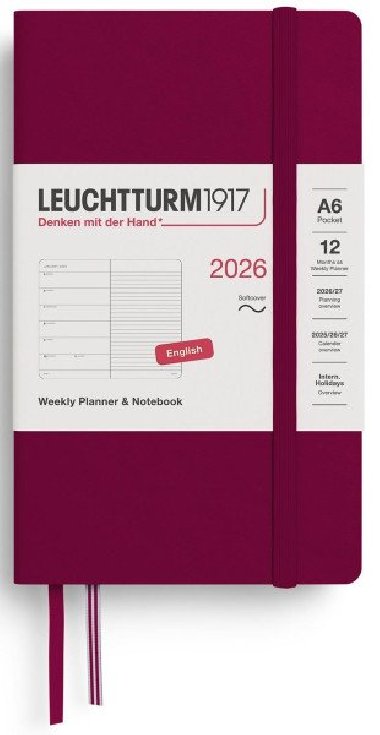 Weekly Planner & Notebook 2026 Pocket (A6) Port Red - neuveden