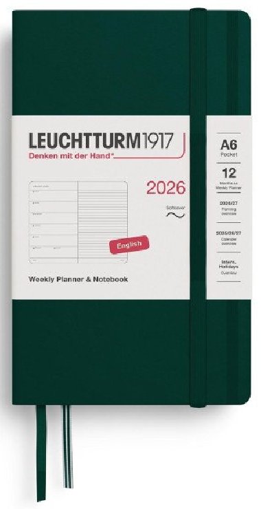 Weekly Planner & Notebook 2026 Pocket (A6) Forest Green - neuveden