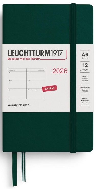 Weekly Planner 2026 Pocket (A6) Forest Green - neuveden
