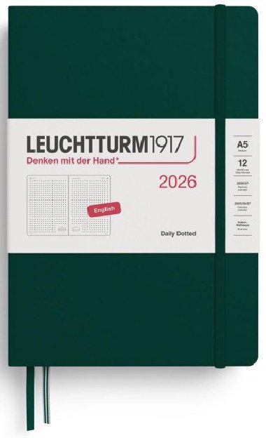 Daily Planner 2026 Medium (A5) Forest Green - tekovan - neuveden
