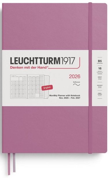Monthly Planner & Notebook 2026 Composition (B5) 16 Months Dusty Rose - neuveden