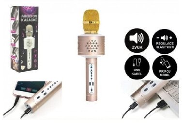 Mikrofon karaoke Bluetooth/zlat - neuveden
