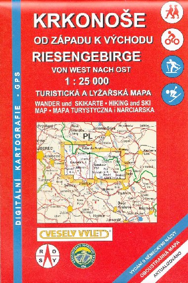 Krkonoe od zpadu k vchodu mapa turistick a lyask 1:25 000 - Rosy