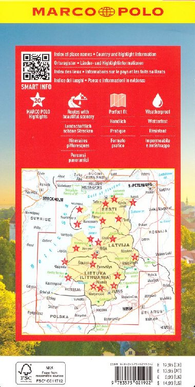 Estonsko, Lotysko, Litva - mapa 1:750 000 Marco Polo - Marco Polo