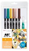Tombow ABT sada oboustrannch fix Manga Bird 6 ks + vodn ttec - neuveden